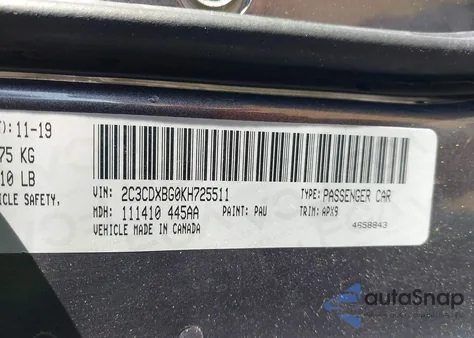 2019 Dodge Charger Sxt Rwd from USA, damaged, VIN 2C3CDXBG0KH725511